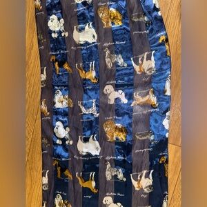 Scarf 💯 % polyester w/ dog breeds in royal blue